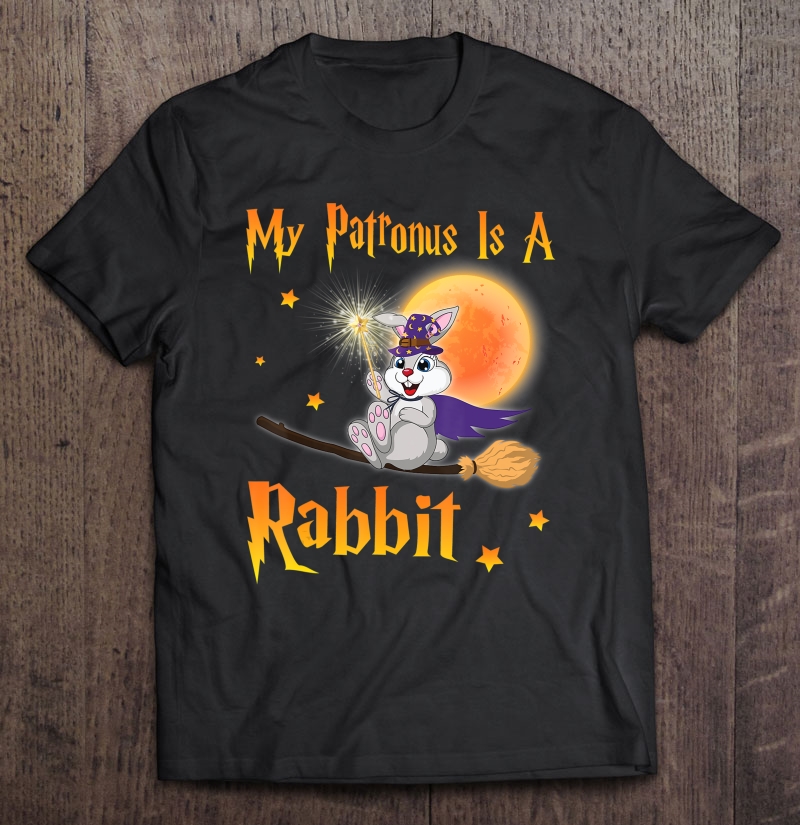 Rabbit Witch Flying Broom Moon My Patronus Is A Rabbit Shirt