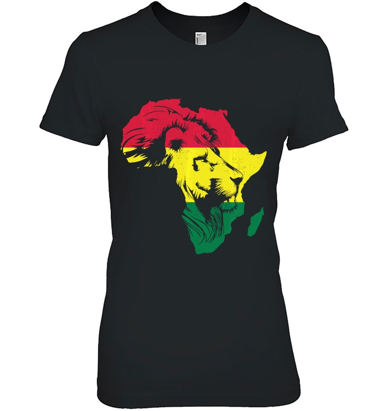 Roar Africa Map Lion Face Reggae Rasta Gift Design Ladies Tee