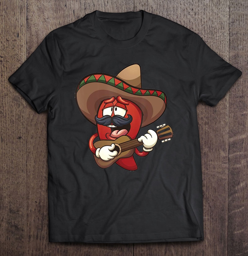 Spicy Chili Red Pepper Gift Hot Guitar Mexican Shirt