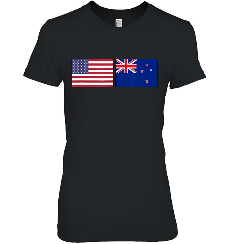 Usa New Zealand Flag New Zealander American Kiwi Ladies Tee