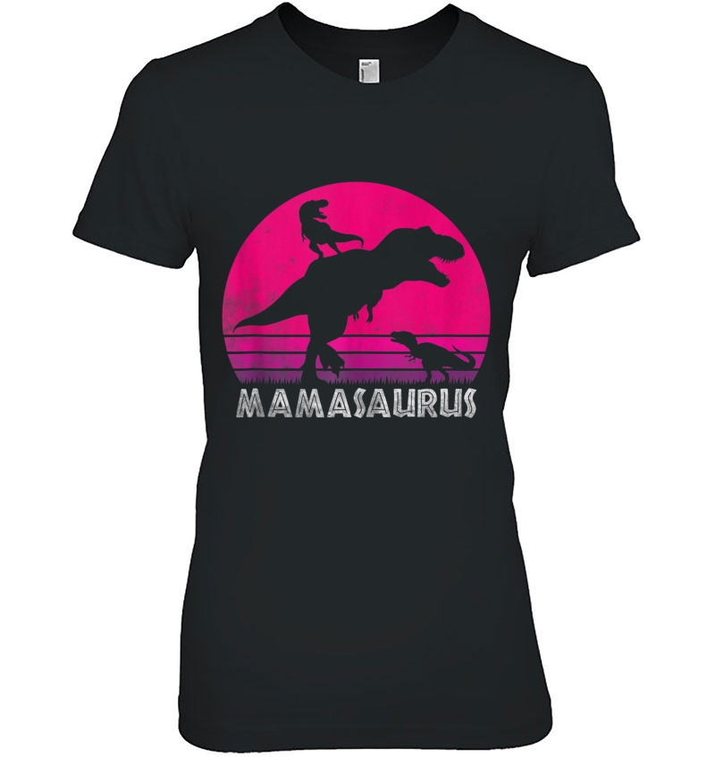 Vintage Retro 2 Kids Mamasaurus Sunset Funny Gift For Mother Hoodie