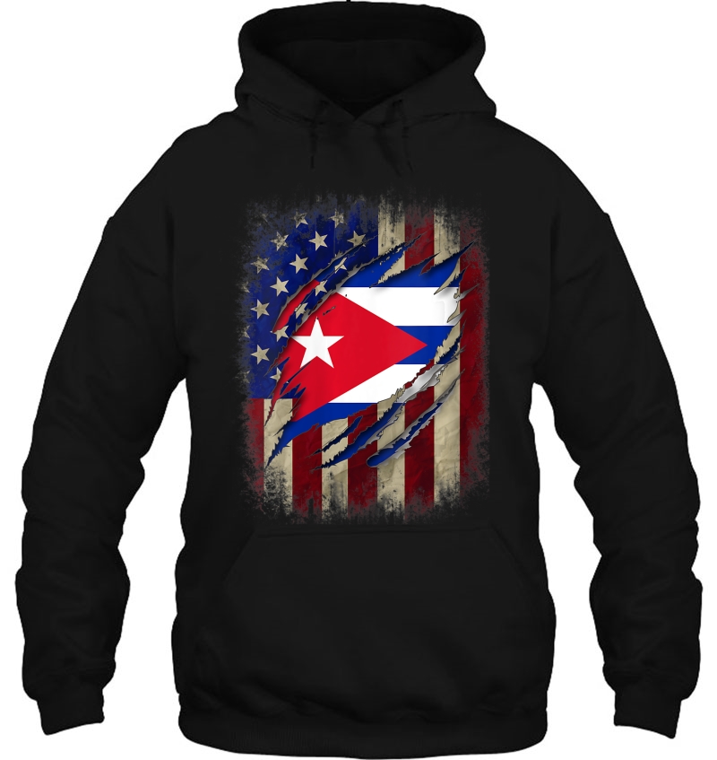 Womens Cuban Blood Inside American Cuba Flag Gift Hoodie