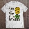 Womens Swinger Couples Plays Well With Others Upside Down Pineapple V-Neck Tee