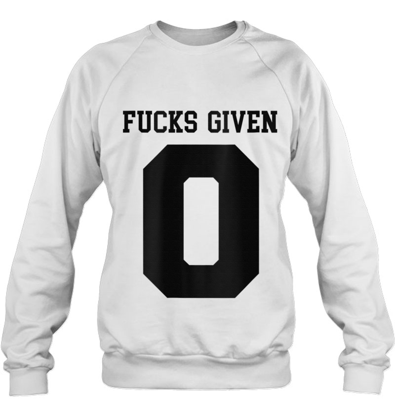 Zero 0 Fucks Given Idgaf Jersey Style Art On Back Raglan Baseball Tee Mugs