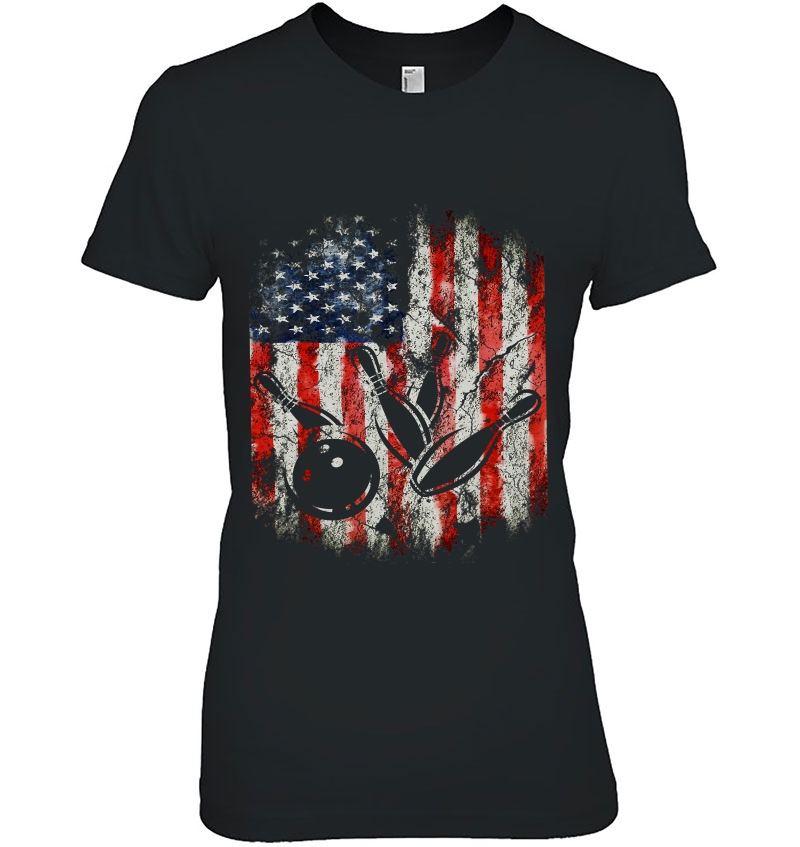 Bowling American Usa Flag Tee Ladies Tee