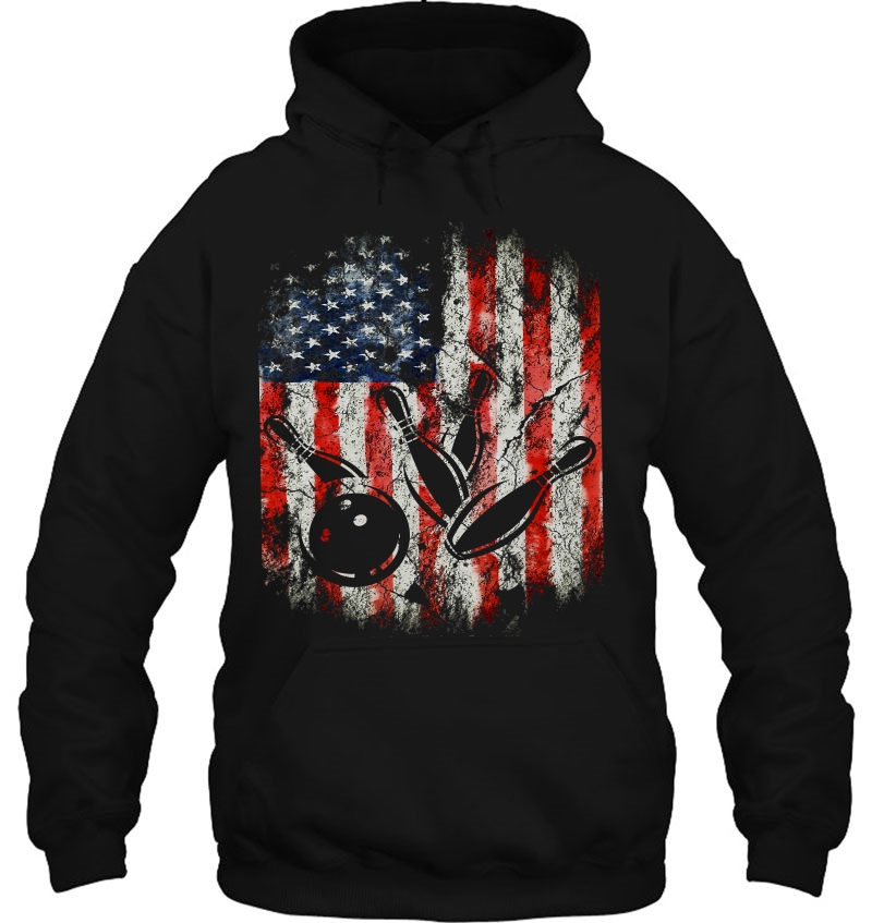 Bowling American Usa Flag Tee Hoodie
