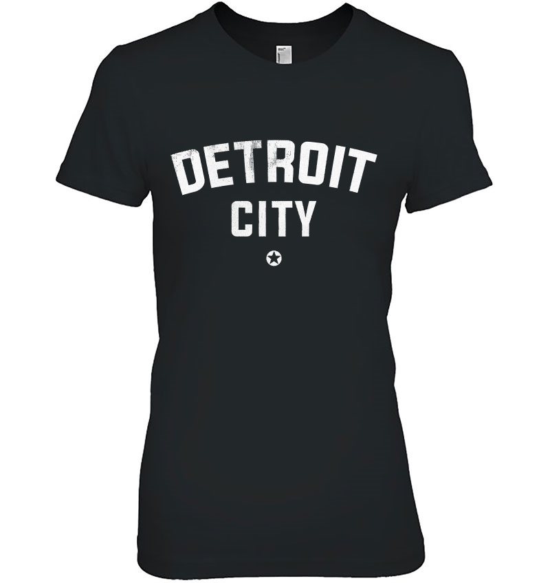 Detroit City Hooded Black Ladies Tee