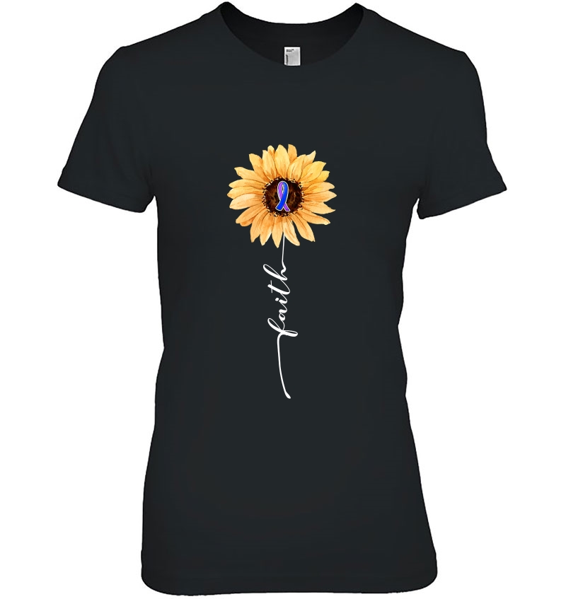 Faith Sunflower Purple Blue Rheumatoid Arthritis Awareness Ladies Tee