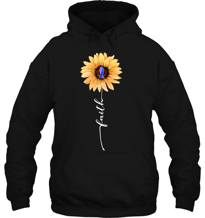 Faith Sunflower Purple Blue Rheumatoid Arthritis Awareness Hoodie