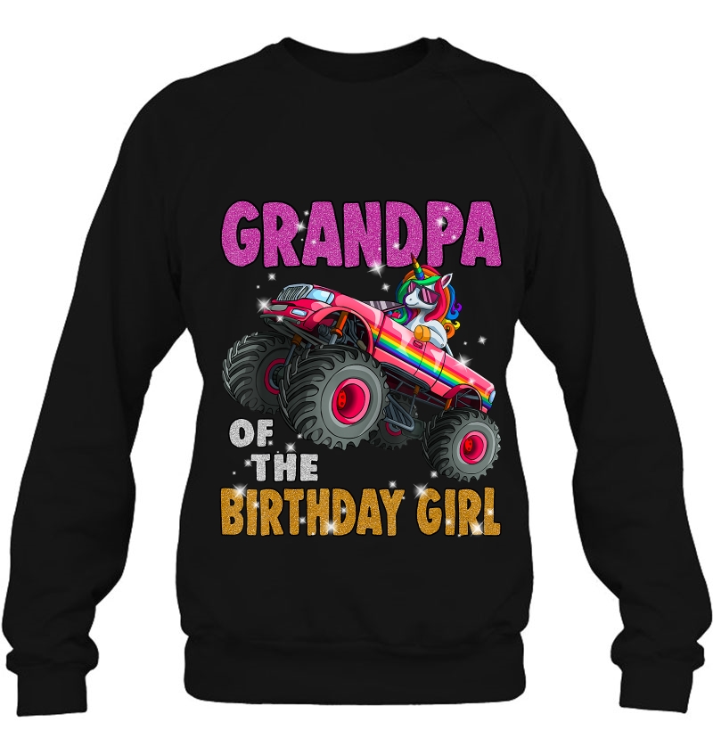 Grandpa Of The Birthday Girl Shirt Unicorn Monster Truck Mugs