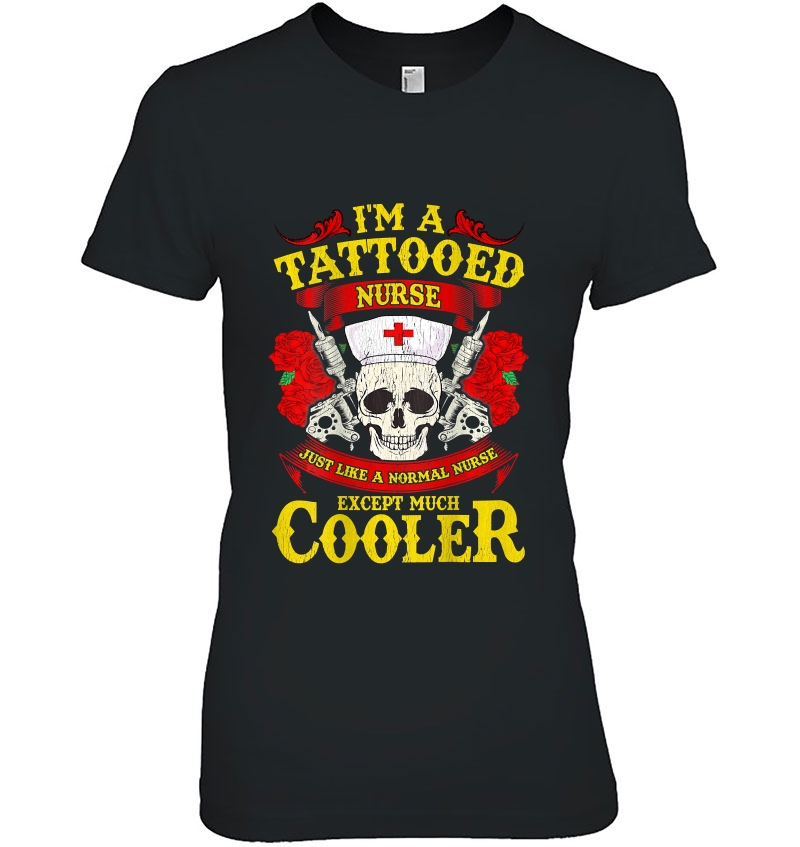 I'm A Tattooed Nurse Women Cooler Skull Roses Rn Lpn Hoodie