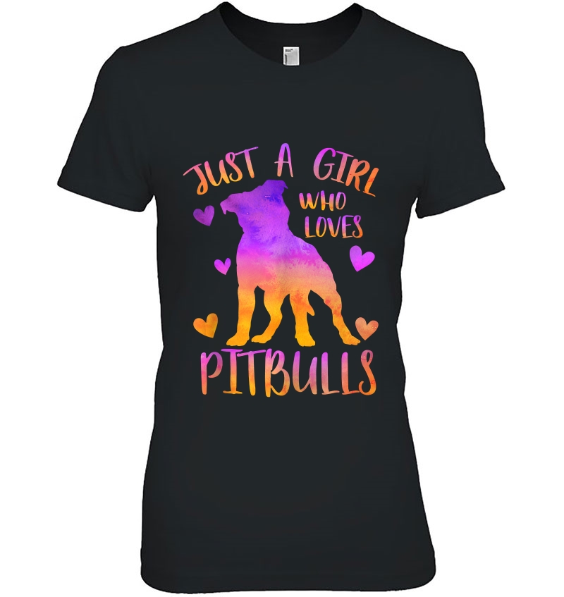 Just A Girl Who Loves Pitbulls Watercolor Pitbull Dog Gift Tank Top Ladies Tee