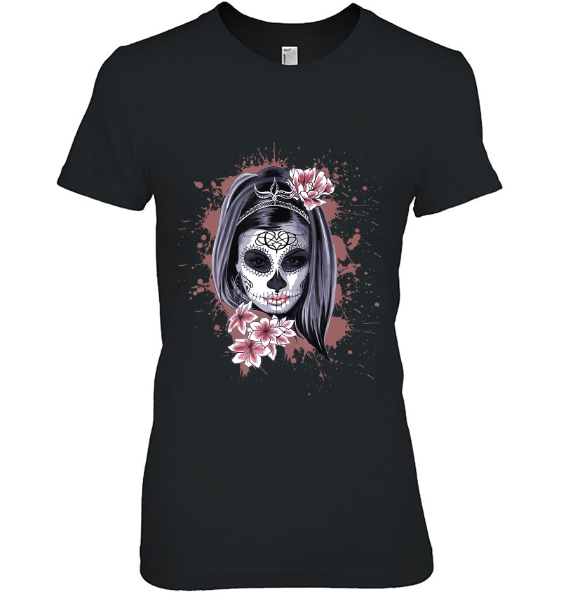 La Calavera Catrina Halloween Candy Sugar Skull Girl Ladies Tee