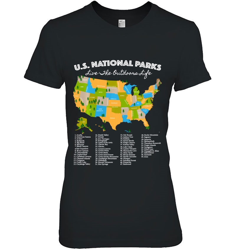 National Park Map Tee All 59 National Parks Inside Us Hoodie