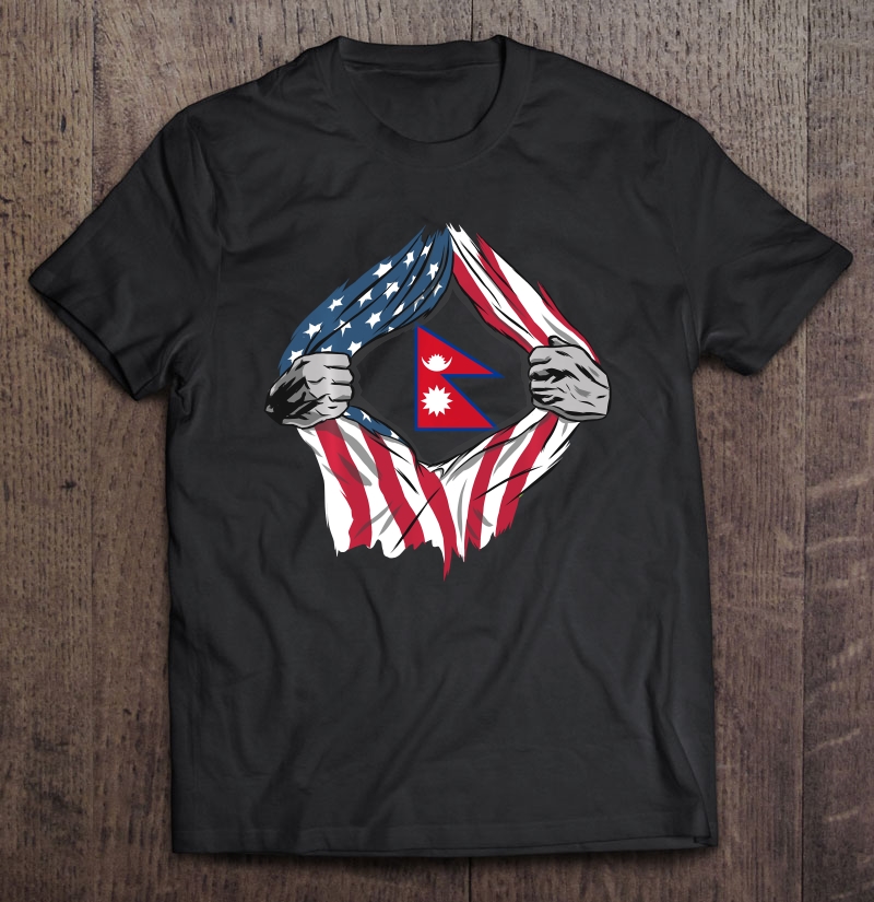 Nepali American Blood Inside Me - Country Flags Shirt