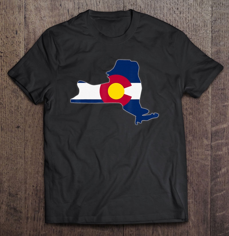 New York State Map Colorado Co Flag Roots Shirt