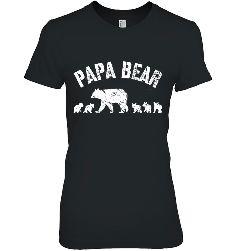 Vintage Papa Bear With 5 Five Cubs Dad Father Gift Hoodie