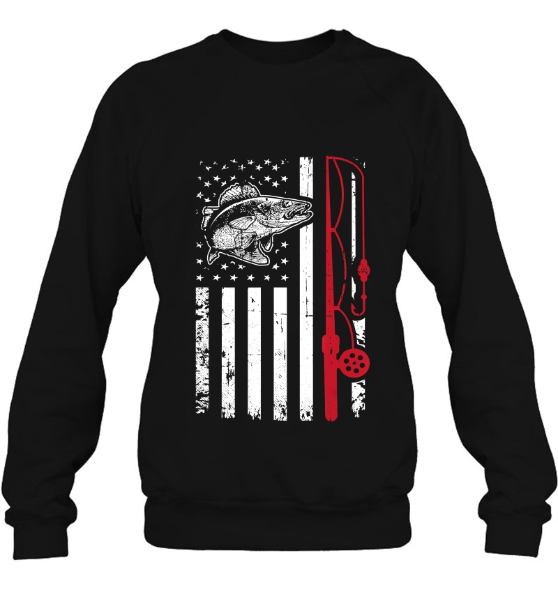 Vintage Walleye Fish Fishing American Flag Tee Gift Sweatshirt