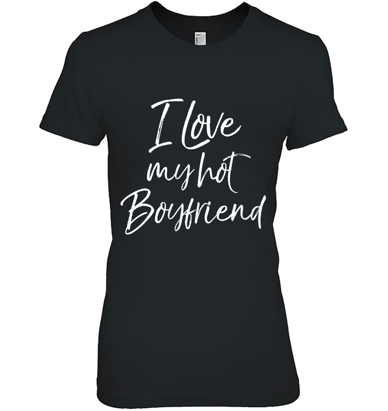 Womens Cute Girlfriend Gift From Boyfriend I Love My Hot Boyfriend V-Neck Hoodie