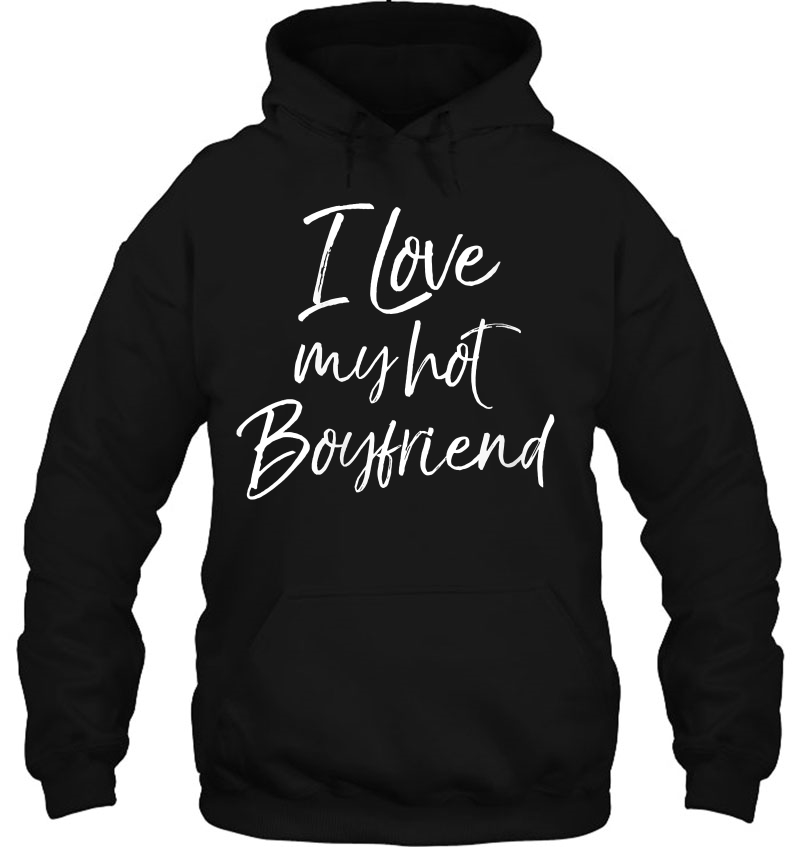 Womens Cute Girlfriend Gift From Boyfriend I Love My Hot Boyfriend V-Neck Mugs