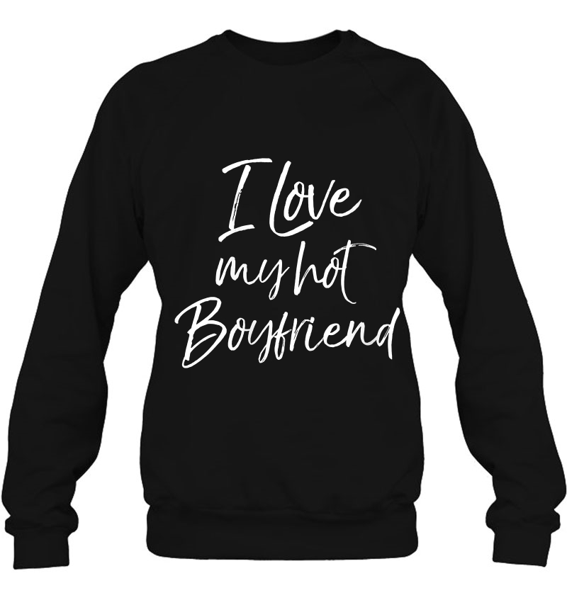 Womens Cute Girlfriend Gift From Boyfriend I Love My Hot Boyfriend V-Neck Mugs