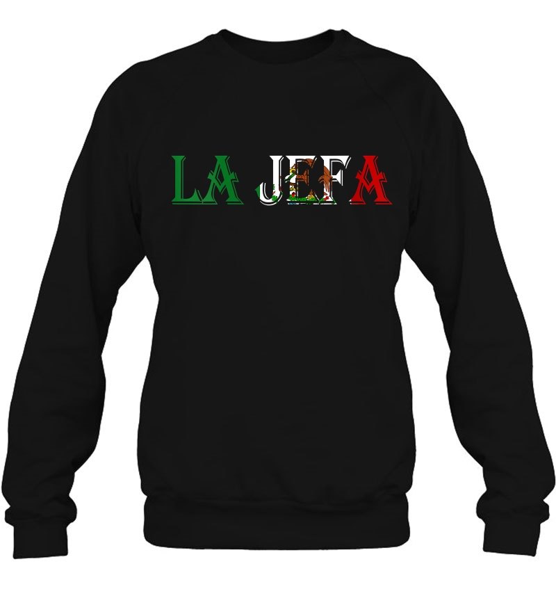 Womens La Jefa Patron Mexican Map The Boss In Spanish V-Neck Sweatshirt