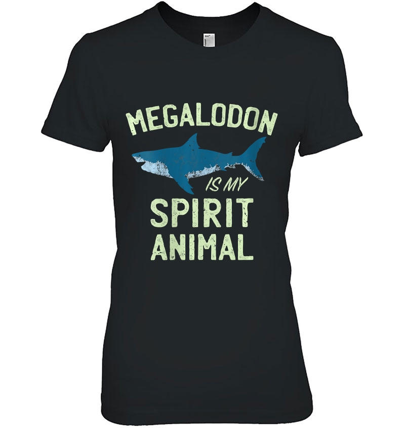 Womens Megalodon Spirit Animal Funny Shark Lovers Meg Tooth Gift V-Neck Hoodie