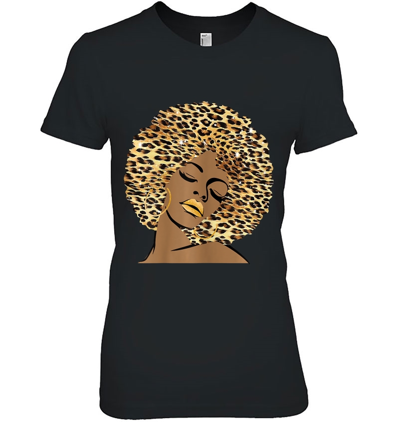 Womens Melanin Queen Leopard Afro Hair African American Black Woman Hoodie