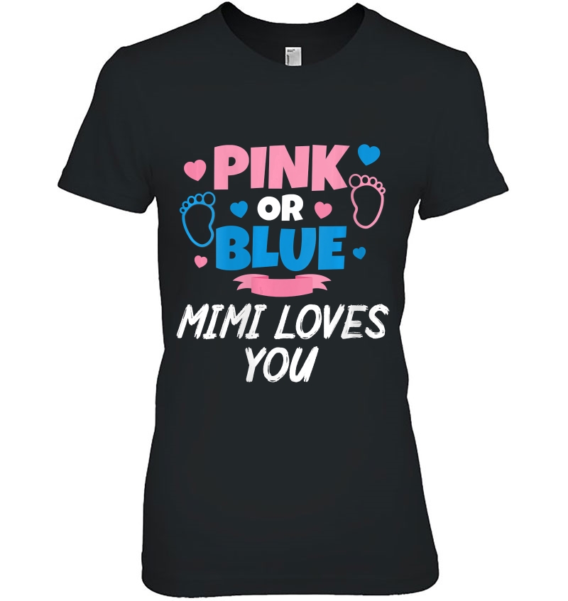 Womens Pink Or Blue Mimi Loves You Baby Gender Reveal V-Neck Hoodie