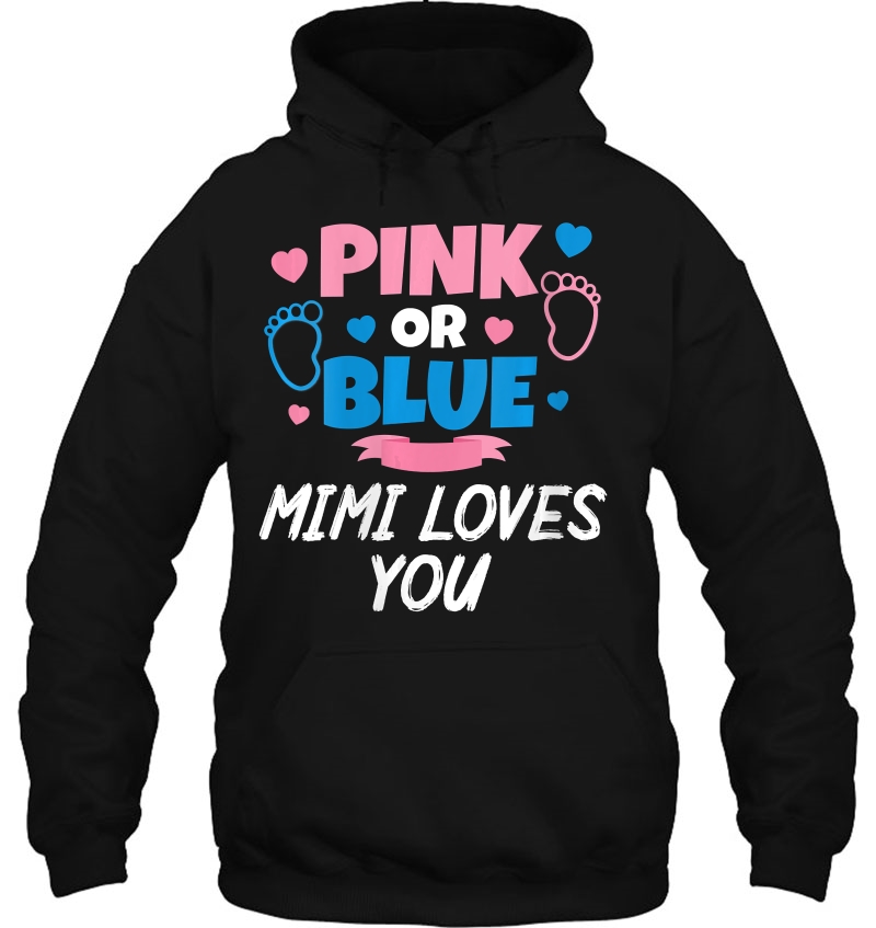 Womens Pink Or Blue Mimi Loves You Baby Gender Reveal V-Neck Mugs