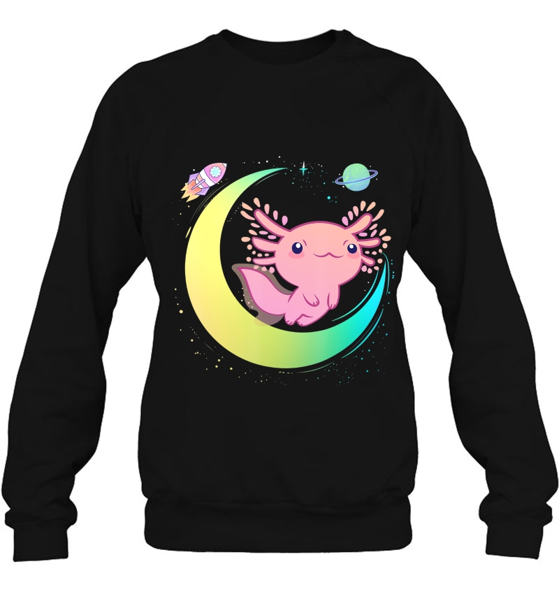 Cute Baby Axolotl Pastel Goth Magic Moon Kawaii Animal T Shirts Teeherivar