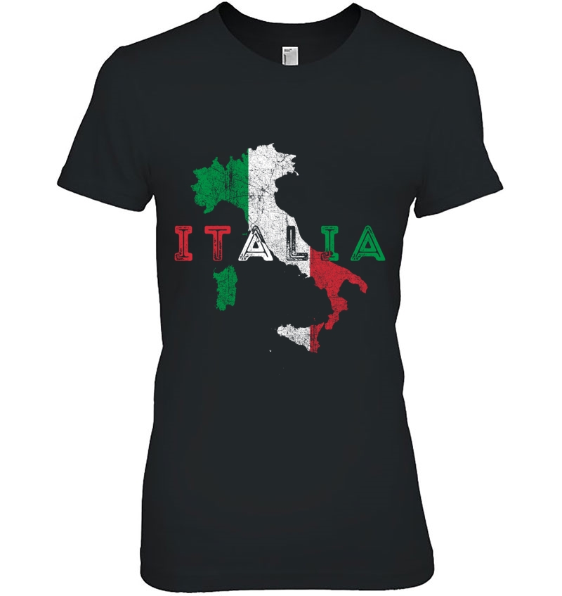 Italian Map And Flag Souvenir - Distressed Italy Pullover Ladies Tee