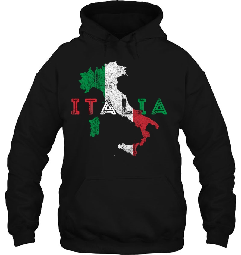 Italian Map And Flag Souvenir - Distressed Italy Pullover Hoodie