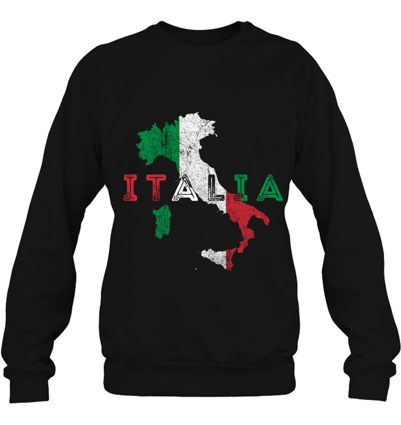 Italian Map And Flag Souvenir - Distressed Italy Pullover Sweatshirt