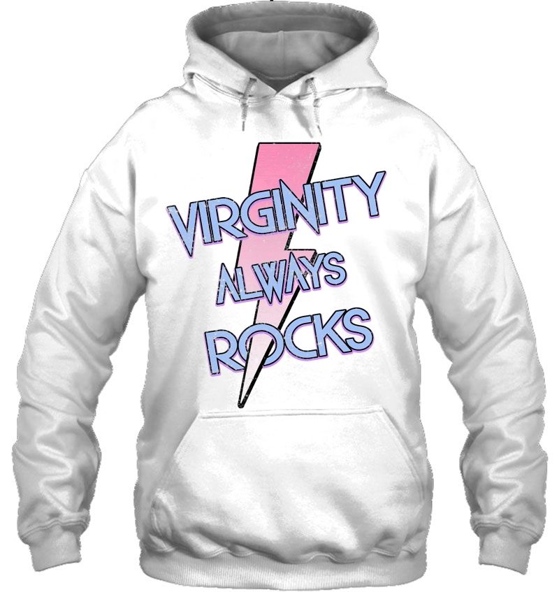 Virginity Always Rocks Vintage Retro Distressed Hoodie