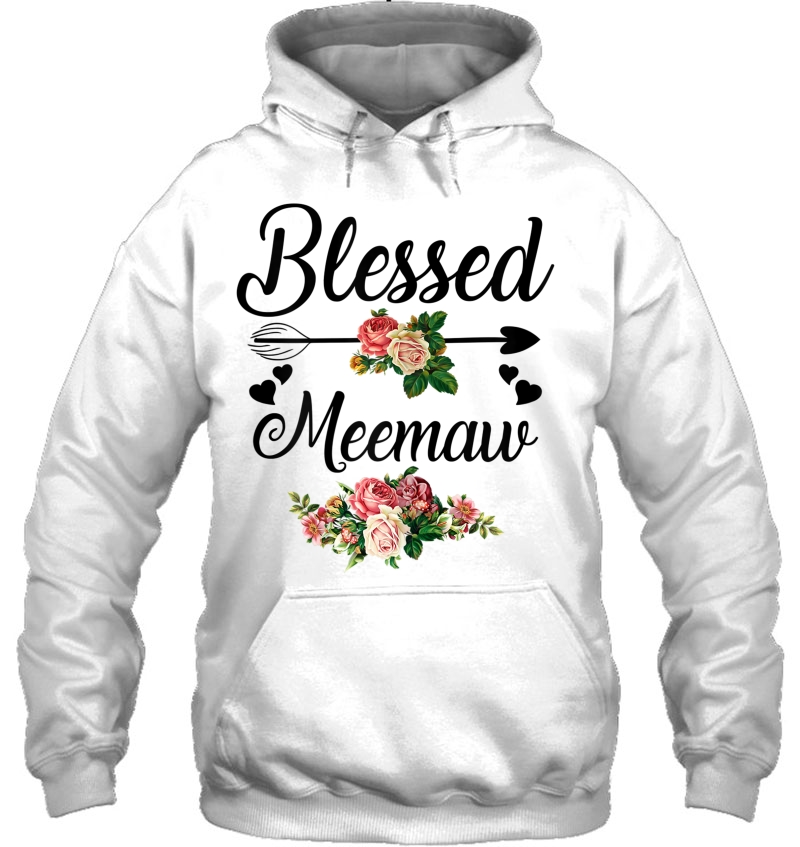 Womens Blessed Meemaw Floral Shirt For Women Mother