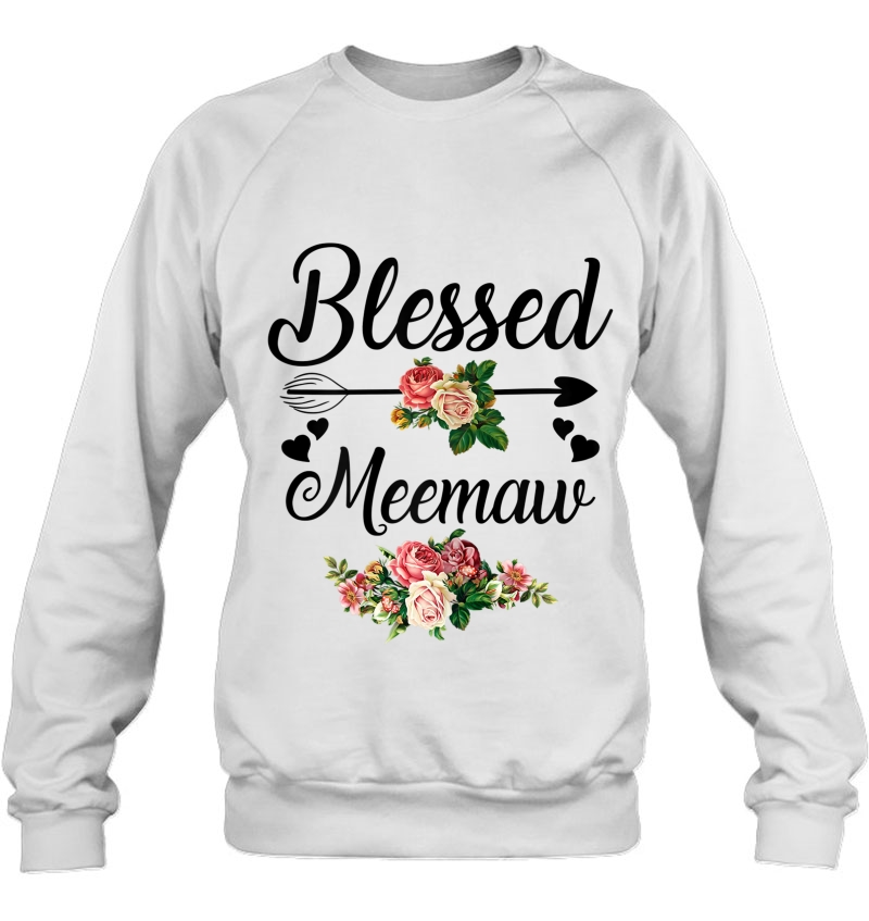 Womens Blessed Meemaw Floral Shirt For Women Mother