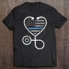 American Flag Police Thin Blue Line Heart Nurse Tee