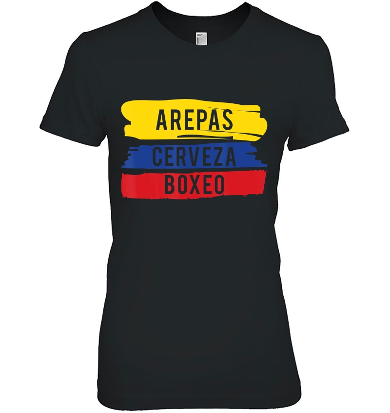 Arepas Cerveza Boxeo Product Colombian Flag Boxing Fan Ladies Tee