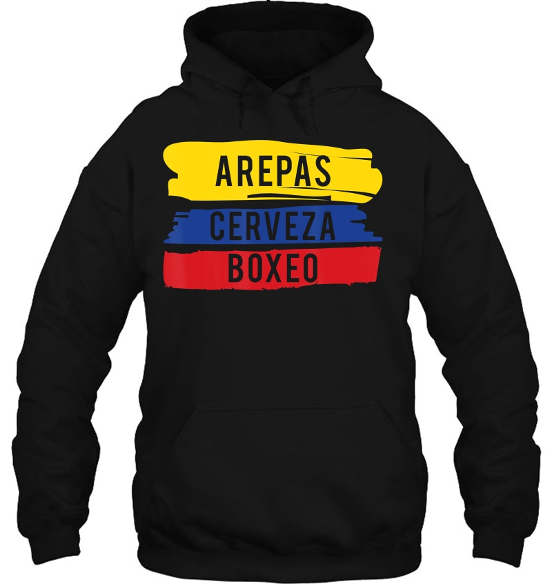 Arepas Cerveza Boxeo Product Colombian Flag Boxing Fan Hoodie