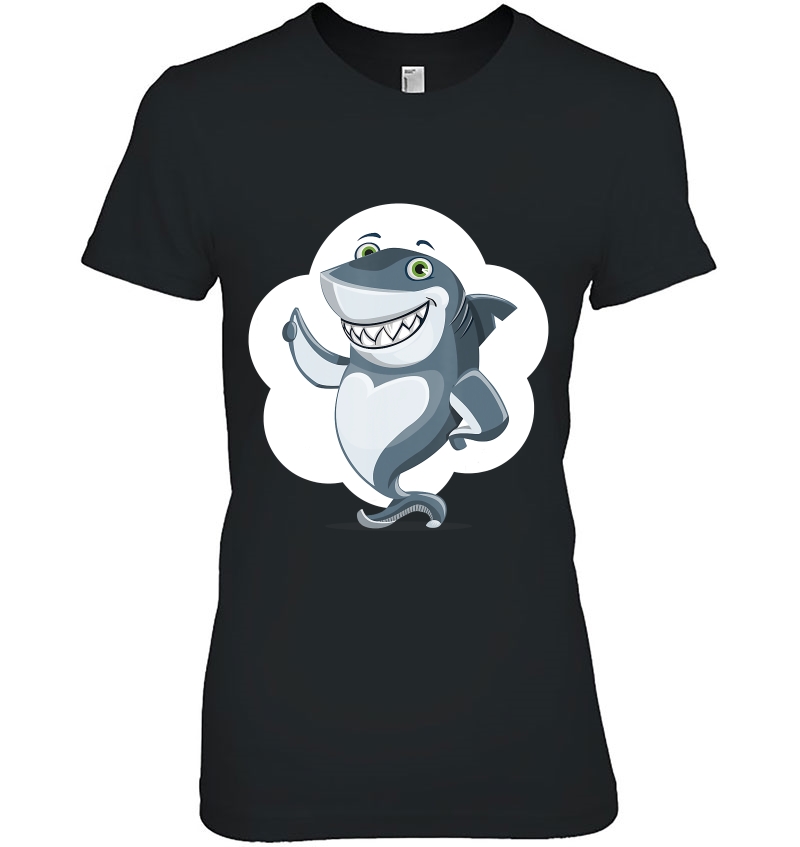 Cartoon Shark Shirt Favorite Animal Thumbs Up Ladies Tee
