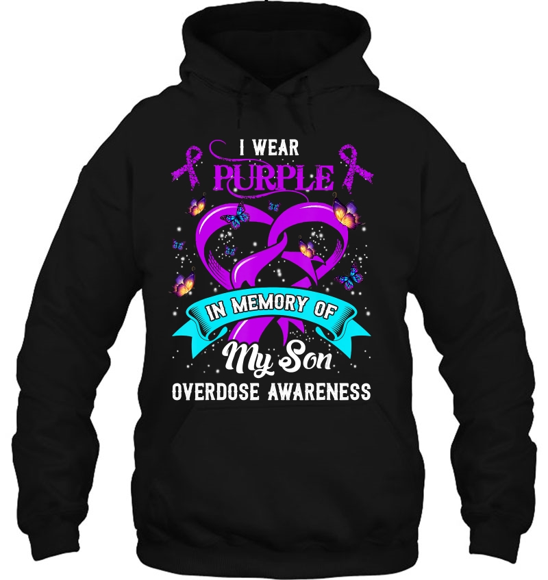 I Wear Purple In Memory Of My Son Overdose Awareness Gift Mugs