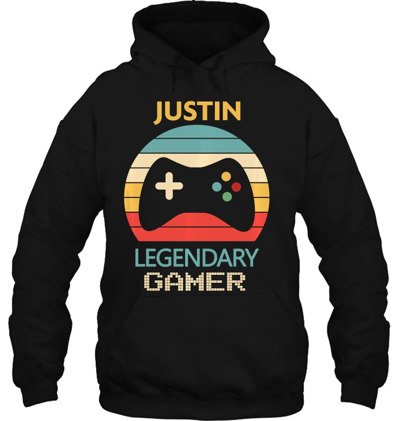 Justin Name Gift - Personalized Legendary Gamer Pullover Hoodie