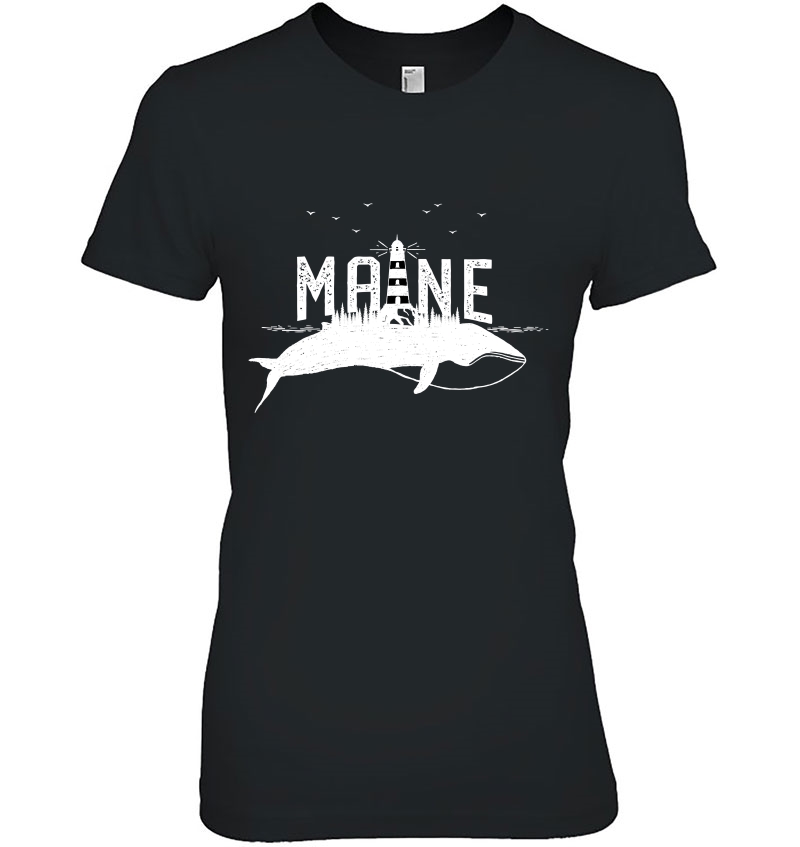 Maine Gift Lighthouse And Whale Shirt For Mainers Hoodie