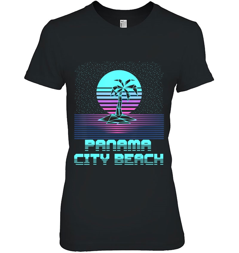 Panama City Beach Fl Retro Vintage 80S Palm Tree Hoodie