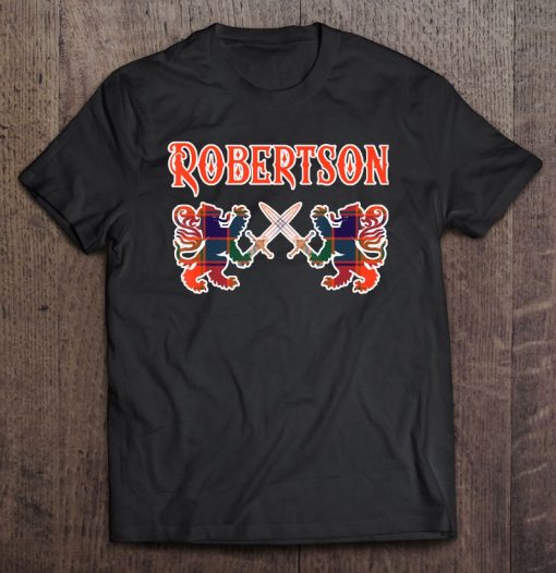 Robertson Scottish Clan Family Kilt Tartan Lion Tee