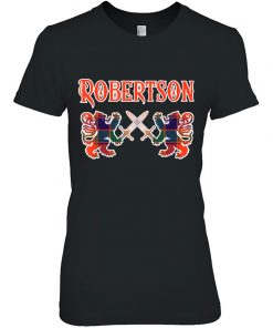 Robertson Scottish Clan Family Kilt Tartan Lion Ladies Tee