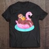 Sloth Relaxing On A Pink Flamingo Pool Float Tee