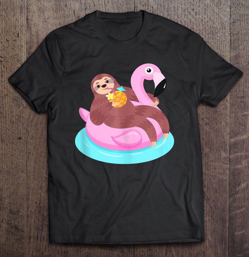 Sloth Relaxing On A Pink Flamingo Pool Float Shirt