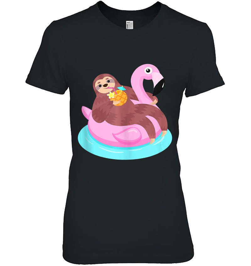 Sloth Relaxing On A Pink Flamingo Pool Float Hoodie